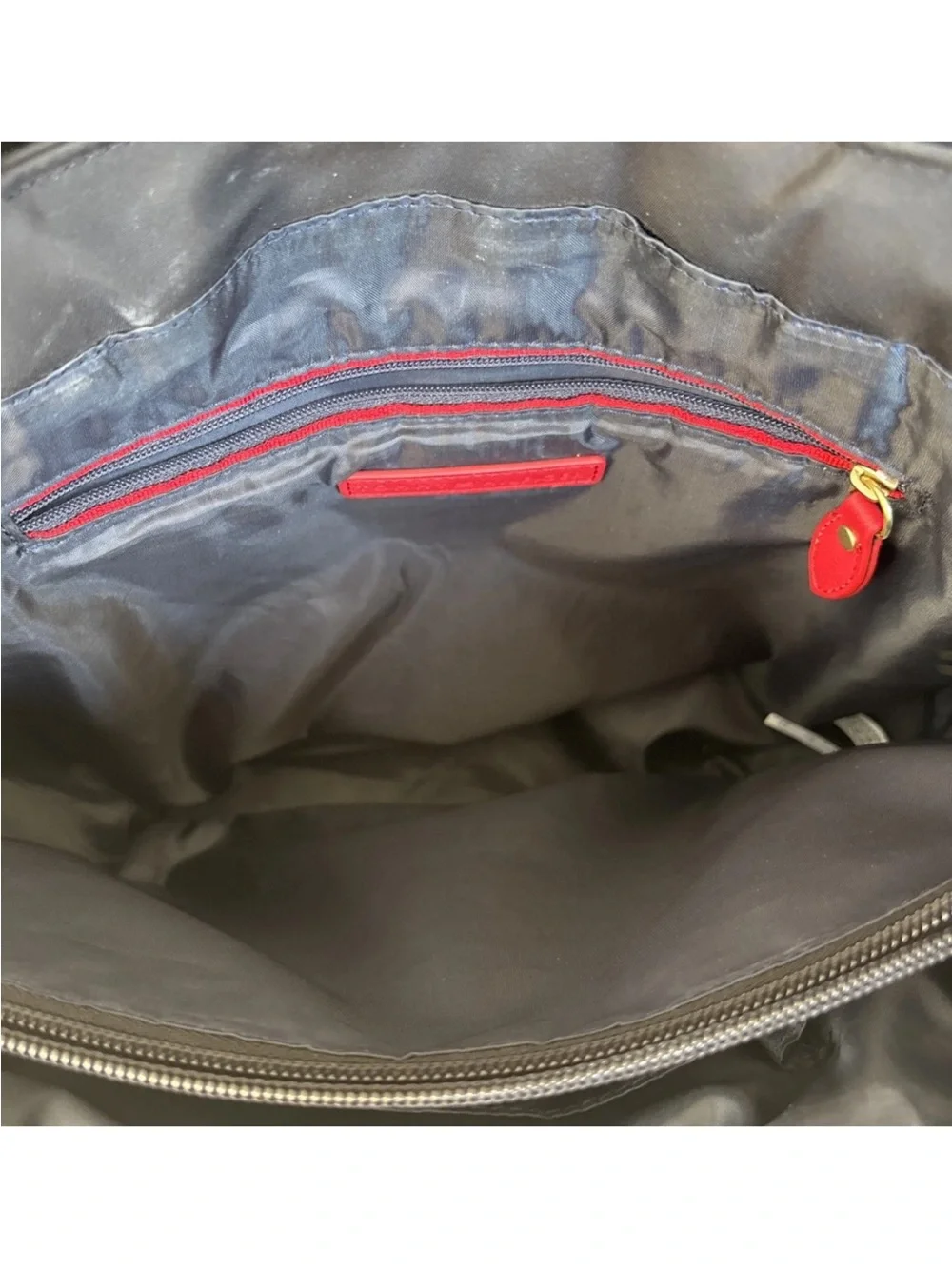 Tommy Hilfiger Double Top Handle Purse Tote Black 100% Nylon 12” X 11” X 4”
